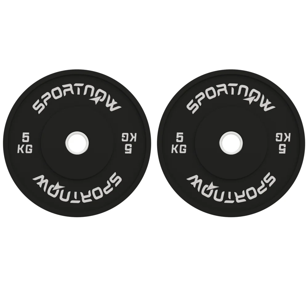 SPORTNOW  Σετ 2 Δίσκοι Βάρους 5kg από Καουτσούκ με Τρύπα 2"/5 cm για Μπάρες και Μονόζυγα