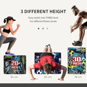 SPORTNOW Plyo Box 3 Heights Αντιολισθητικό Jumping Box για το σπίτι και το γυμναστήριο, 76x61x51cm, Πολύχρωμο A93-054V01MX - Image 4