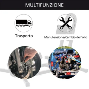 Χόκ τροχού μοτοσικλέτας HOMCOM Ρυθμιζόμενο σε 3 επίπεδα από 250 kg max σε μέταλλο, 60x55x43 cm, μαύρο AA0-057 - Image 4