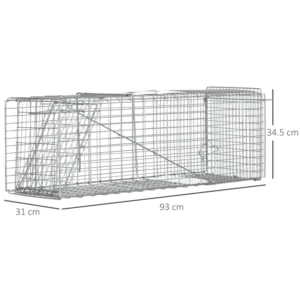 Πτυσσόμενη Μεταλλική Παγίδα - Κλουβί Ζώων με 2 Πόρτες 93 x 31 x 34.5 cm Outsunny AB0-018V02SR - Image 2