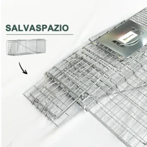 Πτυσσόμενη Μεταλλική Παγίδα - Κλουβί Ζώων με 2 Πόρτες 93 x 31 x 34.5 cm Outsunny AB0-018V02SR - Image 5