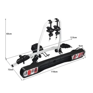 Βάση Κοτσαδόρου Αυτοκινήτου 2 Ποδηλάτων με Πίσω Φώτα Ασφαλείας 113 x 72 x 63 cm Costway AT5551 - Image 11