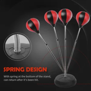 HOMCOM Σετ Σάκος Πυγμαχίας Δαπέδου για Εφήβους με Γάντια και Αντλία, Ρυθμιζόμενο Ύψος από 125-145 εκ. B1-0053 - Image 6