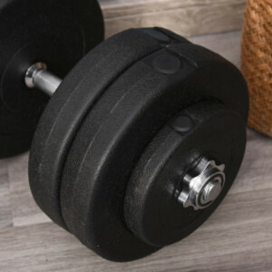 HOMCOM Set Dumbbells Gym 50kg Ρυθμιζόμενο κιτ Βαρών Bodybuilding με 12 Λαστιχένια Δίσκους Μαύρο B1-0127 - Image 6
