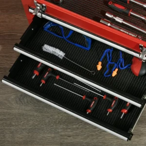 Τρόλεϊ εργαλείων DURHAND 2 σε 1 με αφαιρούμενο κουτί και ντουλάπι με ατσάλινο κλειδί, κόκκινο B20-102V00RD - Image 7