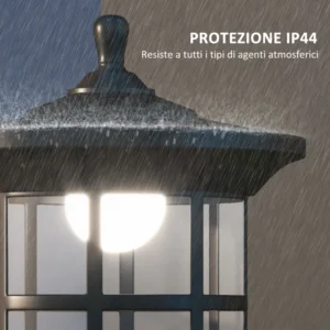 Ηλιακό φωτιστικό κήπου Outsunny Ύψος 184 εκ. με κρύο λευκό φως LED και IP44, μαύρο B30-054V00BK - Image 4