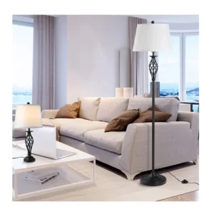 Σετ με 1 Μεταλλικό Επιδαπέδιο Φωτιστικό και 2 Επιτραπέζια E27 3 τμχ HOMCOM B31-179 - Image 7