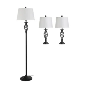 Σετ με 1 Μεταλλικό Επιδαπέδιο Φωτιστικό και 2 Επιτραπέζια E27 3 τμχ HOMCOM B31-179 - Image 9