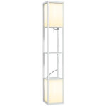 HOMCOM  Μοντέρνο Επιδαπέδιο Φωτιστικό με 2 Καπέλα και 2 Ράφια για Λαμπτήρες E27 Μέγ. 40W