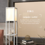 HOMCOM  Μοντέρνο Επιδαπέδιο Φωτιστικό με 2 Καπέλα και 2 Ράφια για Λαμπτήρες E27 Μέγ. 40W, 26x26x156 εκ., Λευκό  B31-331V90WT - Image 4