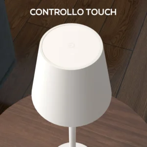 Φορητό επιτραπέζιο φωτιστικό HOMCOM σε ακρυλικό και μέταλλο 3600mAh με καλώδιο φόρτισης, Ø11,2x36,5 cm, Λευκό B31-456V00WT - Image 5