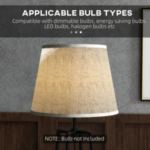 HOMCOM Φωτιστικό δαπέδου με 2 ράφια σε μεταλλικό και MDF με υφασμάτινο αμπαζούρ, Ø42x166 cm, Μαύρο και Καφέ B31-468V90BK - Image 5