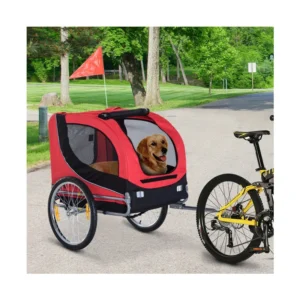 Αναδιπλούμενο Τρέιλερ Ποδηλάτου για Κατοικίδια 130 x 73 x 90 cm Χρώματος Κόκκινο PawHut B4-0003-007 - Image 3