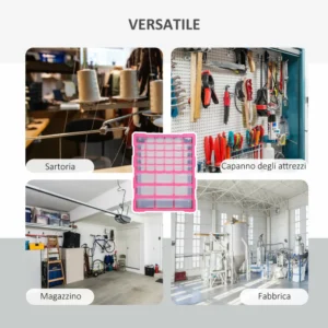 DURHAND Πλαστικό Συρτάρι Αποθήκευσης με 39 Διαφανή Συρτάρια, Τοποθέτηση στον τοίχο ή στο δάπεδο 38x16x47,5cm Ροζ B40-019 - Image 4