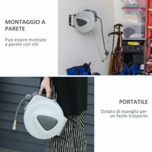 DURHAND Αυτόματο καρούλι εύκαμπτου σωλήνα τοίχου με σύνδεση Φ1/4, 180°, 20 + 2m B40-027V01 - Image 4