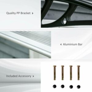 Outsunny Outdoor Shelter για Παράθυρα και Πόρτες, από Πολυκαρβονικό και Αλουμίνιο, 110x60x23cm - Διαφανές B70-058BK - Image 3