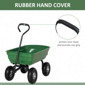 Outsunny Garden Cart με ατσάλινη κατασκευή και ελαστικά, 108x52x100cm, πράσινο B71-016V01 - Image 3