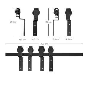 Σετ Μηχανισμού για Συρόμενες Ξύλινες Πόρτες 2 m HOMCOM B81-028 - Image 4