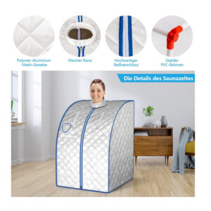 Φορητή Αναδιπλούμενη Σάουνα Ατμού με Ολόσωμη Καμπίνα 3 Lt 78 x 87 x 101 cm Χρώματος Ασημί Costway BA7985DE-SL - Image 2