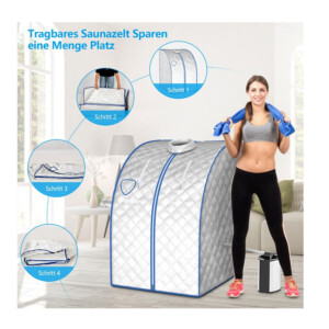 Φορητή Αναδιπλούμενη Σάουνα Ατμού με Ολόσωμη Καμπίνα 3 Lt 78 x 87 x 101 cm Χρώματος Ασημί Costway BA7985DE-SL - Image 3