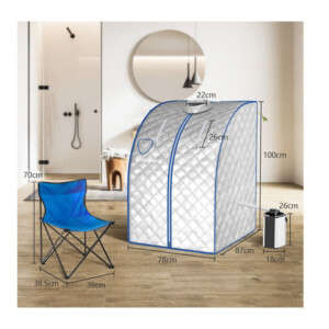 Φορητή Αναδιπλούμενη Σάουνα Ατμού με Ολόσωμη Καμπίνα 3 Lt 78 x 87 x 101 cm Χρώματος Ασημί Costway BA7985DE-SL - Image 6