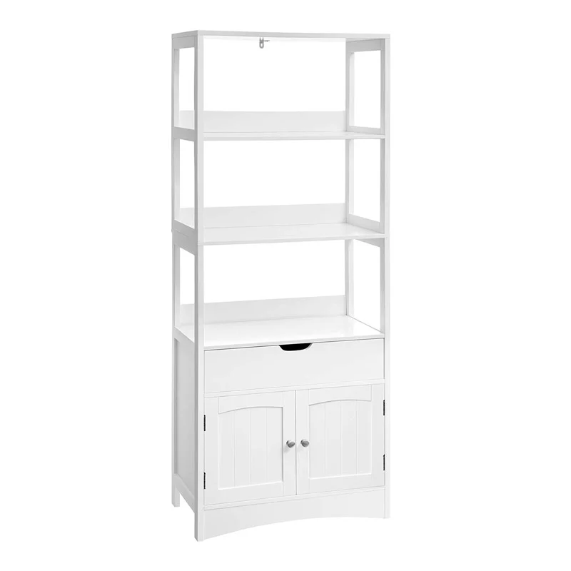 Ξύλινη Ραφιέρα Μπάνιου με 3 Ράφια 1 Συρτάρι και 1 Ντουλάπι 60 x 32.5 x 154 cm VASAGLE BBC67WT Ξύλινη Ραφιέρα Μπάνιου με 3 Ράφια 1 Συρτάρι και 1 Ντουλάπι 60 x 32.5 x 154 cm VASAGLE BBC67WT