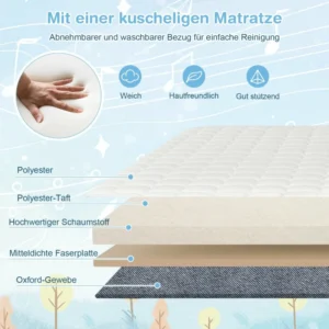 Costway  Ασφαλής Λύση Συμβίωσης με το Μωρό σας - Ρυθμιζόμενο Πλαϊνό Κρεβάτι με 6 Επίπεδα Ύψους και Φορητό Σχεδιασμό BC10189HS