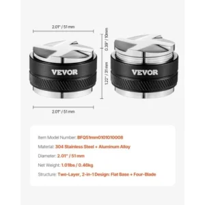 VEVOR 51mm Διανομέας Καφέ 2-σε-1 Ρυθμιζόμενος για Εσπρέσο Οικιακής Χρήσης BFQ51MMBXGLP0VEAVV0 - Image 6