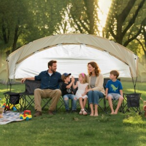 VEVOR Φορητός Πτυσσόμενος Πάγκος 6 Θέσεων, 3170x450x1780 mm, Μαύρος Καμβάς με Καφέ Σκίαστρο BKZDYDZY6SEAPD3L8001V0 - Image 7