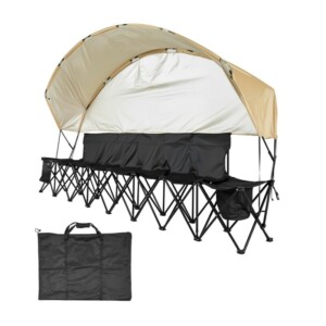 VEVOR Φορητός Πτυσσόμενος Πάγκος 6 Θέσεων, 3170x450x1780 mm, Μαύρος Καμβάς με Καφέ Σκίαστρο BKZDYDZY6SEAPD3L8001V0 - Image 8