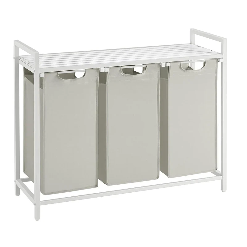 Μεταλλικό Καλάθι Απλύτων με 3 Χώρους και 1 Ράφι 92.5 x 33 x 72 cm Χρώματος Λευκό VASAGLE BLH301W01 Μεταλλικό Καλάθι Απλύτων με 3 Χώρους και 1 Ράφι 92.5 x 33 x 72 cm Χρώματος Λευκό VASAGLE BLH301W01