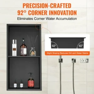 VEVOR Ανοξείδωτη Εσοχή Ντους 33x63cm με Διπλά Ράφια  BXGLYBK2C13YEJQ0NV0 - Image 3