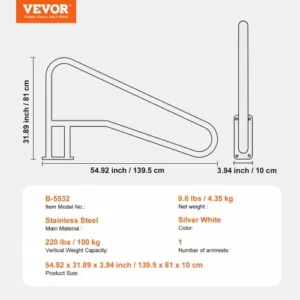 VEVOR  Σιδερένια Χειρολαβή Πισίνας 55x32 εκ. με Βάση για Σπα BXGYCFSDDB554Q8KLV0 - Image 6