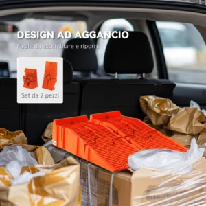 DURHAND Σετ 2 Πλαστικές Ράμπες Αυτοκινήτου με Μέγιστο Φορτίο 5 Τόνους, 91x30x21 εκ., Πορτοκαλί C20-024V00YL - Image 5