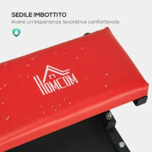 Σκαμπό εργαστηρίου με επένδυση HOMCOM με ρόδες και δίσκο εργαλείων από ατσάλι και PU, 38x35x37cm, κόκκινο C20-054V00RD - Image 4