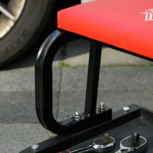 Σκαμπό εργαστηρίου με επένδυση HOMCOM με ρόδες και δίσκο εργαλείων από ατσάλι και PU, 38x35x37cm, κόκκινο C20-054V00RD - Image 5