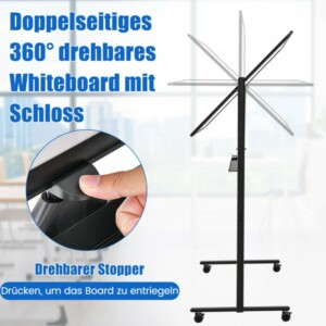 Costway  Διπλής όψης φορητός πίνακας μαρκαδόρου ρυθμιζόμενου ύψους 120 x 80 cm CB10565BK - Image 3