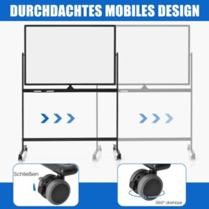 Costway  Διπλής όψης φορητός πίνακας μαρκαδόρου ρυθμιζόμενου ύψους 120 x 80 cm CB10565BK - Image 4