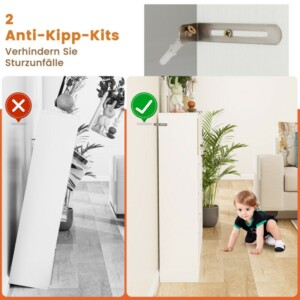 Costway Ράφι βιβλιοθήκης με 11 θέσεις Λευκό 74 x 24 x 106 cm CB10703WH - Image 3