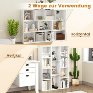 Costway Ράφι βιβλιοθήκης με 11 θέσεις Λευκό 74 x 24 x 106 cm CB10703WH - Image 4