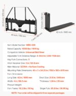 VEVOR Ισχυρά ανυψωτικά πιρούνια φορτωτή, 1814 kg, με πιρούνια 1065 mm και δέκτη 50.8 mm CCMBTZTYDAQD17JG7001V0 - Image 6