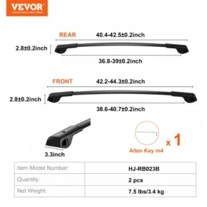 Ράγες Οροφής VEVOR για Subaru Forester 2014-2022, 90kg, Αλουμίνιο με Κλειδαριές  CDHGJZSKSBLSAID10V0 - Image 6