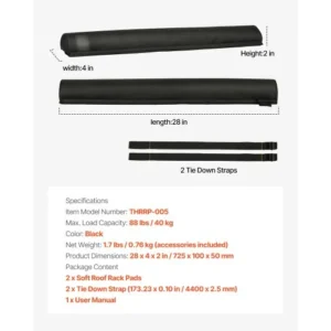 VEVOR Μαξιλάρια Σχάρας Οροφής για Μπάρες 88lbs Φορτίο για Καγιάκ Κανό Σέρφινγκ CDXLJDXHGJKHR1COVV0 - Image 6