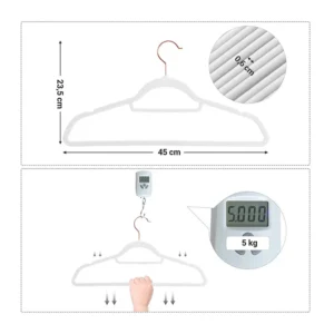 Σετ Βελούδινες Κρεμάστρες Ρούχων 50 τμχ Χρώματος Λευκό Songmics CRF021W02 - Image 6