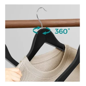 Σετ Ξύλινες Κρεμάστρες Ρούχων 10 τμχ Χρώματος Μαύρο Songmics CRW02B10 - Image 2