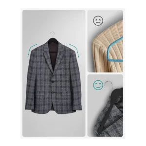 Σετ Ξύλινες Κρεμάστρες Ρούχων 10 τμχ Χρώματος Μαύρο Songmics CRW02B10 - Image 4