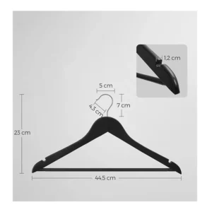 Σετ Ξύλινες Κρεμάστρες Ρούχων 10 τμχ Χρώματος Μαύρο Songmics CRW02B10 - Image 5