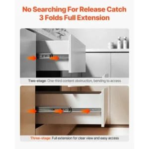 VEVOR Συρόμενοι Οδηγοί Ντουλαπιού Πλευρικής Τοποθέτησης 18 ιντσών 10 Ζεύγη 100 Λίβρες Αντικατάσταση CZCJCTDG100LPFFRWV0 - Image 4