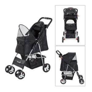 Καρότσι Μεταφοράς Κατοικιδίου 77 x 47 x 101 cm PawHut D00-083BK - Image 2