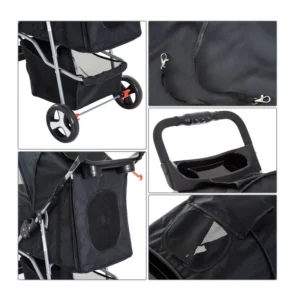 Καρότσι Μεταφοράς Κατοικιδίου 77 x 47 x 101 cm PawHut D00-083BK - Image 3